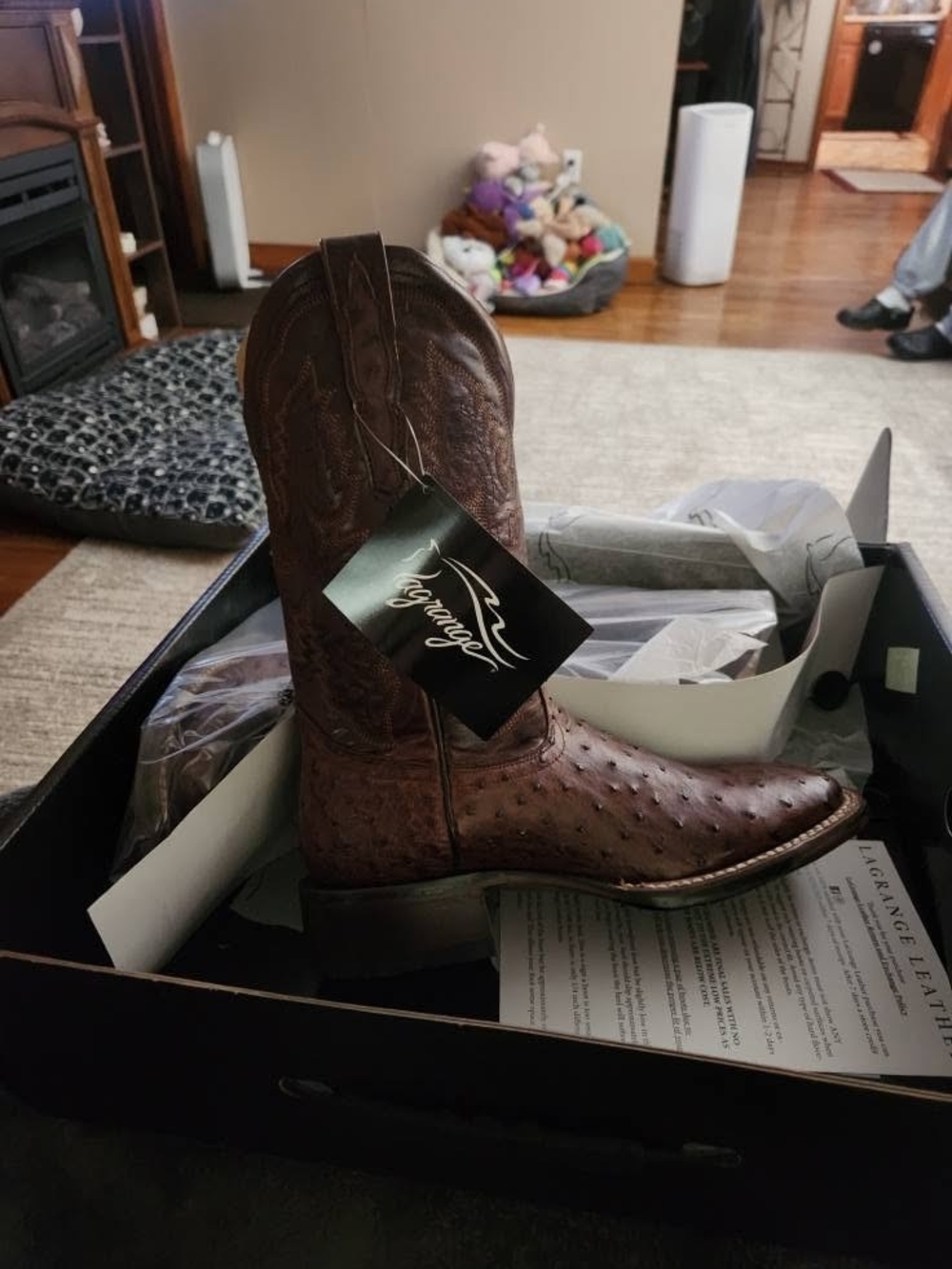 LaGrange Brown Ostrich- Leather Western Boot